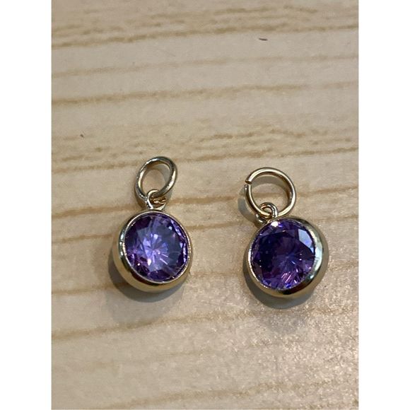 Yellow Gold-filled Amethyst CZ Set Jewelry Charm - Picture 2 of 4